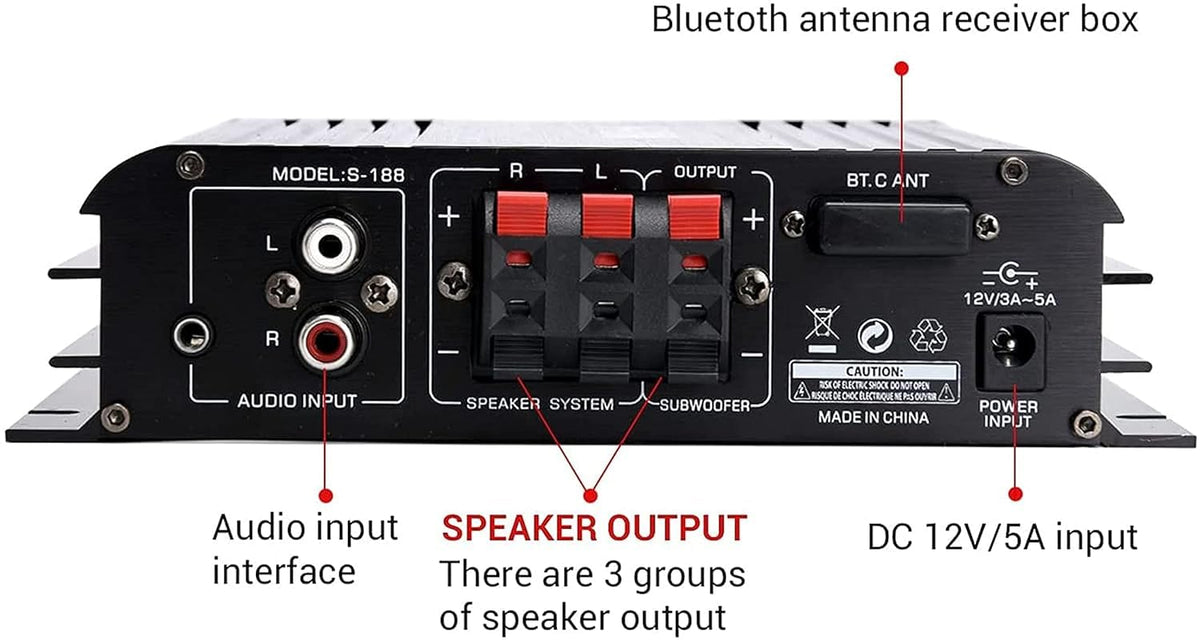 Amplificator 800W S188 Bluetooth 5.0 2.1 canale