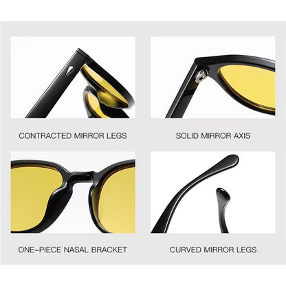 HWYYLX Retro Oval Polarized Sunglasses For Men Women, Vintage Depp Style Round Sunglasses, Fashion UV400 Protection Tinted Lens Carnival Sun Glasses