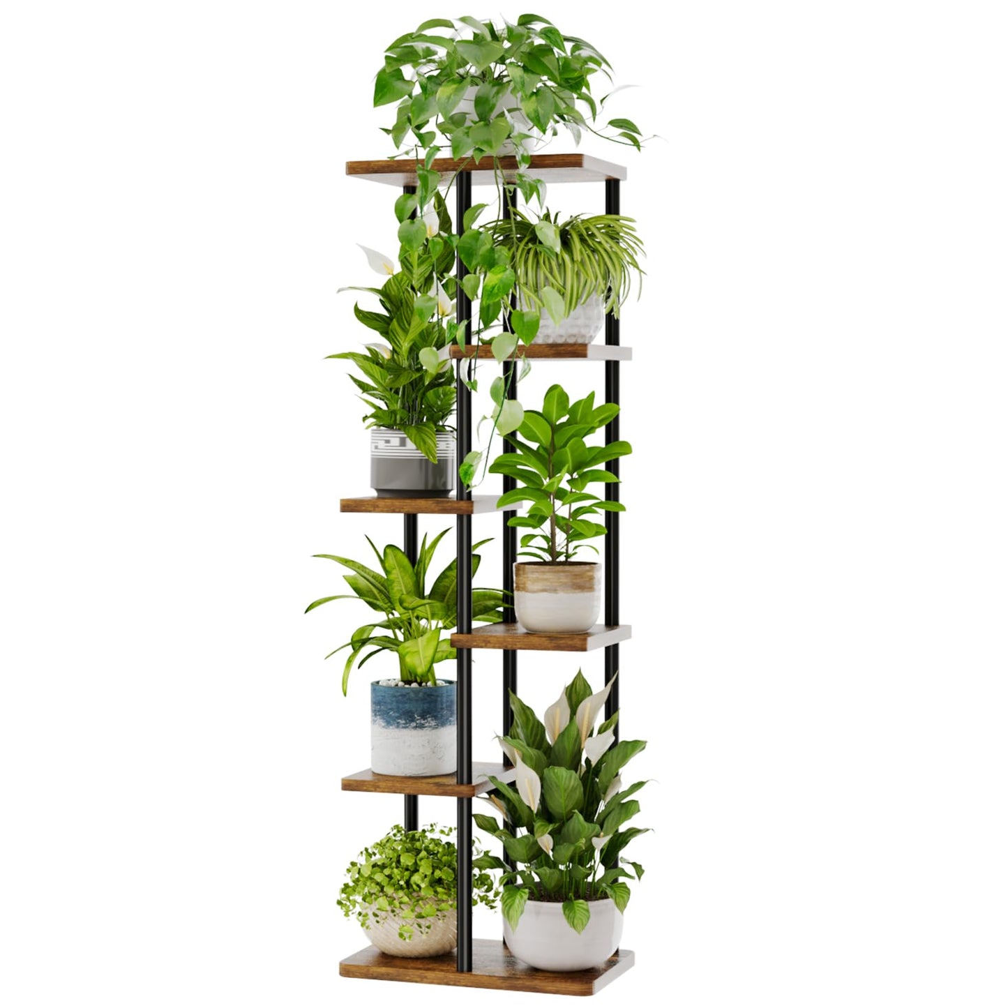 Suport plante Bamworld 5 Tier Metal Alb 5 niveluri 60 lb