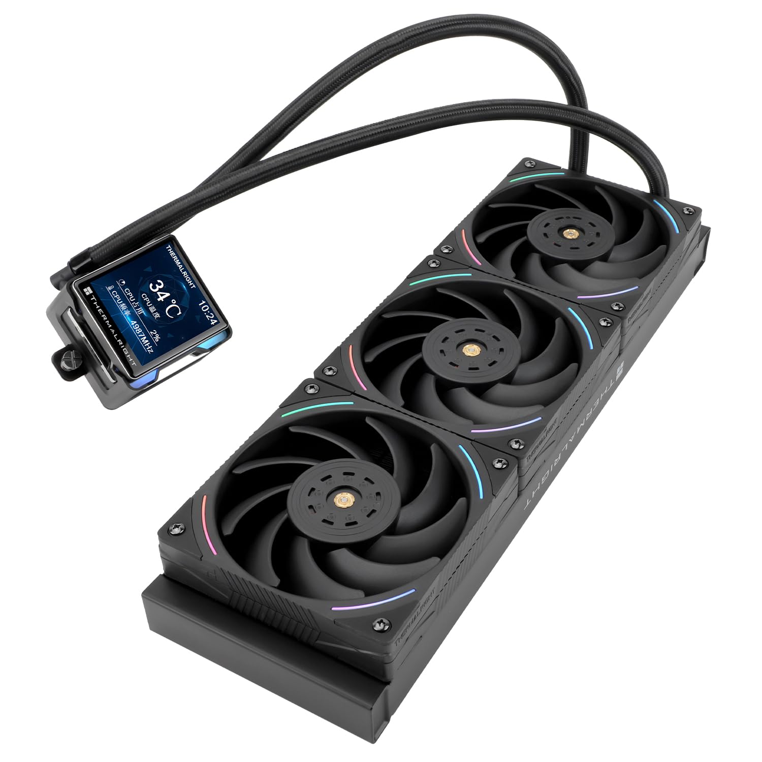 Thermalright Elite Vision 360 ARGB BLACK AIO CPU Liquid Cooler,IPS LCD Screen with 320 * 320 Resolution,for AM4/AM5/Intel LGA1700/1851,’2.73 inch’Magnet-Absorbent LCD Screen for Images,PC Cooling