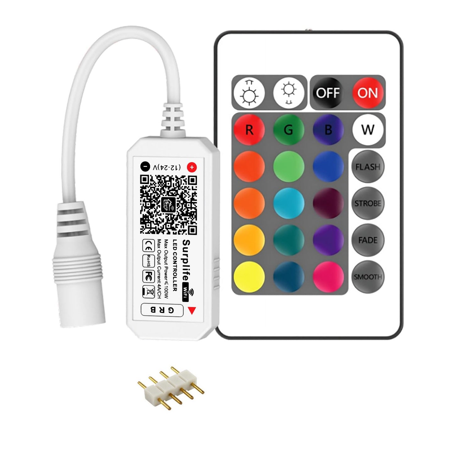 Controller WiFi RGB 4 Pin RGBZONE + RF, DC 5/12/24V, control vocal