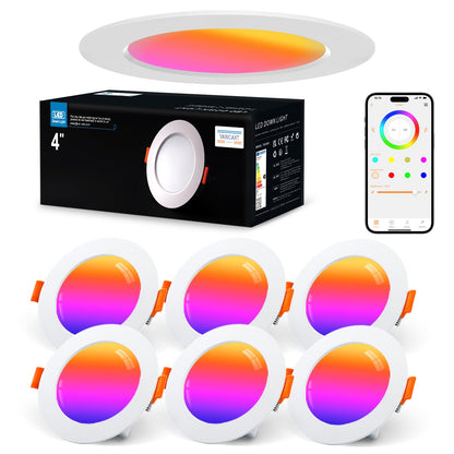 Spoturi LED incastrate smart 10W RGB Bluetooth, set 6 buc, Alexa, 2700K