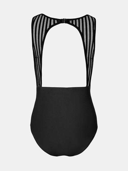 Costum de baie dama CUPSHE cu guler inalt, control abdominal, volane si spate gol, marimea XL, negru