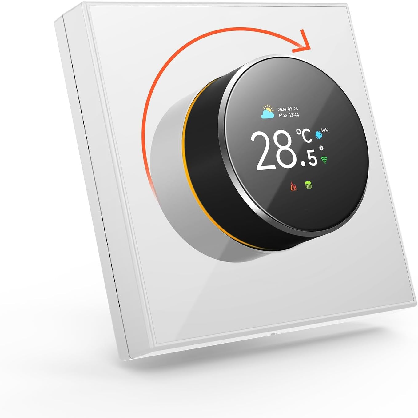 Funspread Smart Thermostat Heating Thermostat - Wall Thermostat WiFi Digital Thermostat with Alexa, Google Home, Tuya, Smart Life App Rotary Switch TFT LCD Monitor 3A White