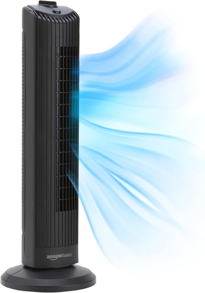 Ventilator turn Amazon Basics oscilant, 3 viteze, 35 W, negru mat