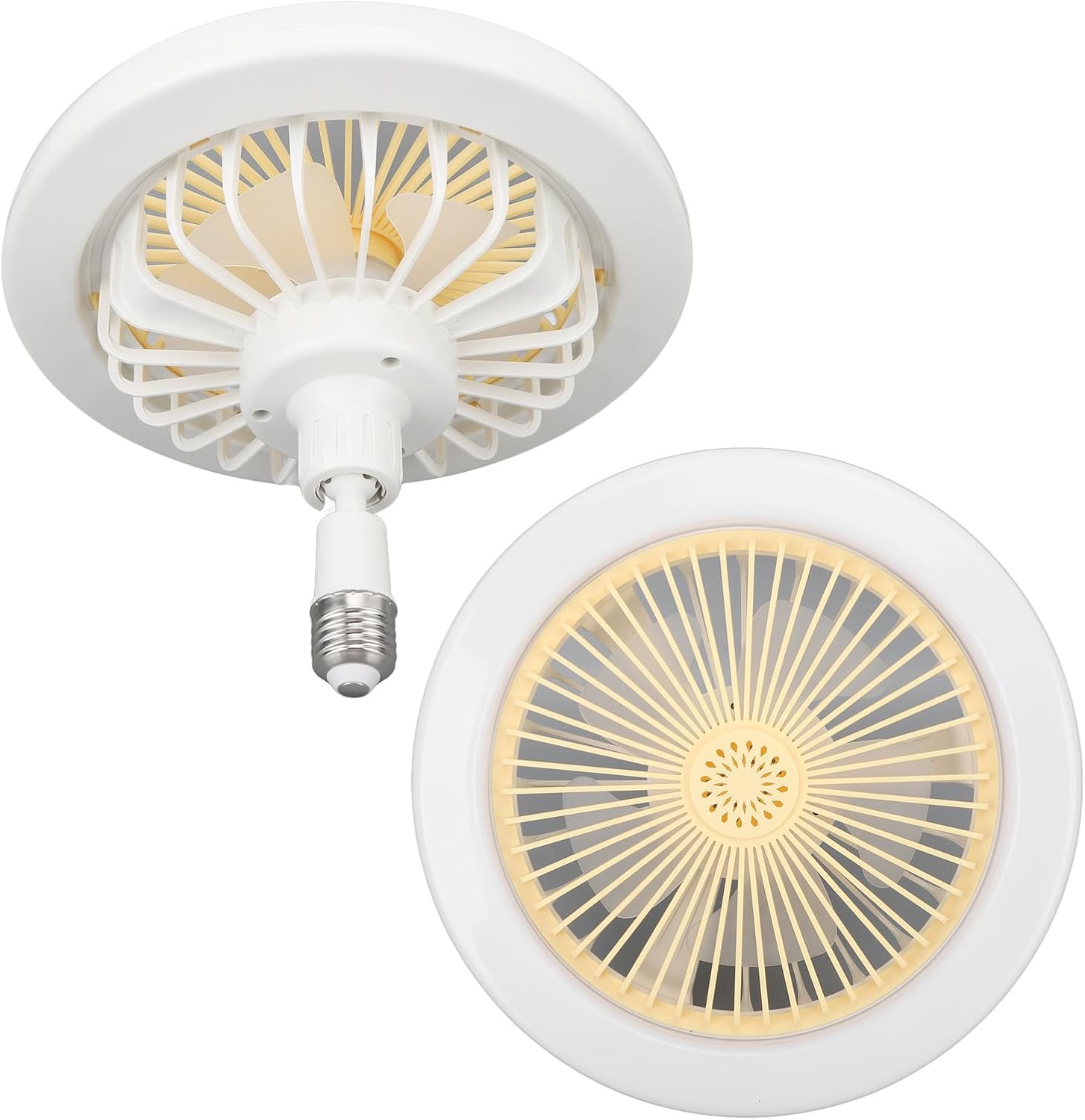 Ceiling Fan with Light & Remote Control, 10 30 W E27 Small Socket Fan, 3 Colours, 3 Wind Speeds, LED Fan Light with Aromatherapy for Garage, Cabinet, Kitchen