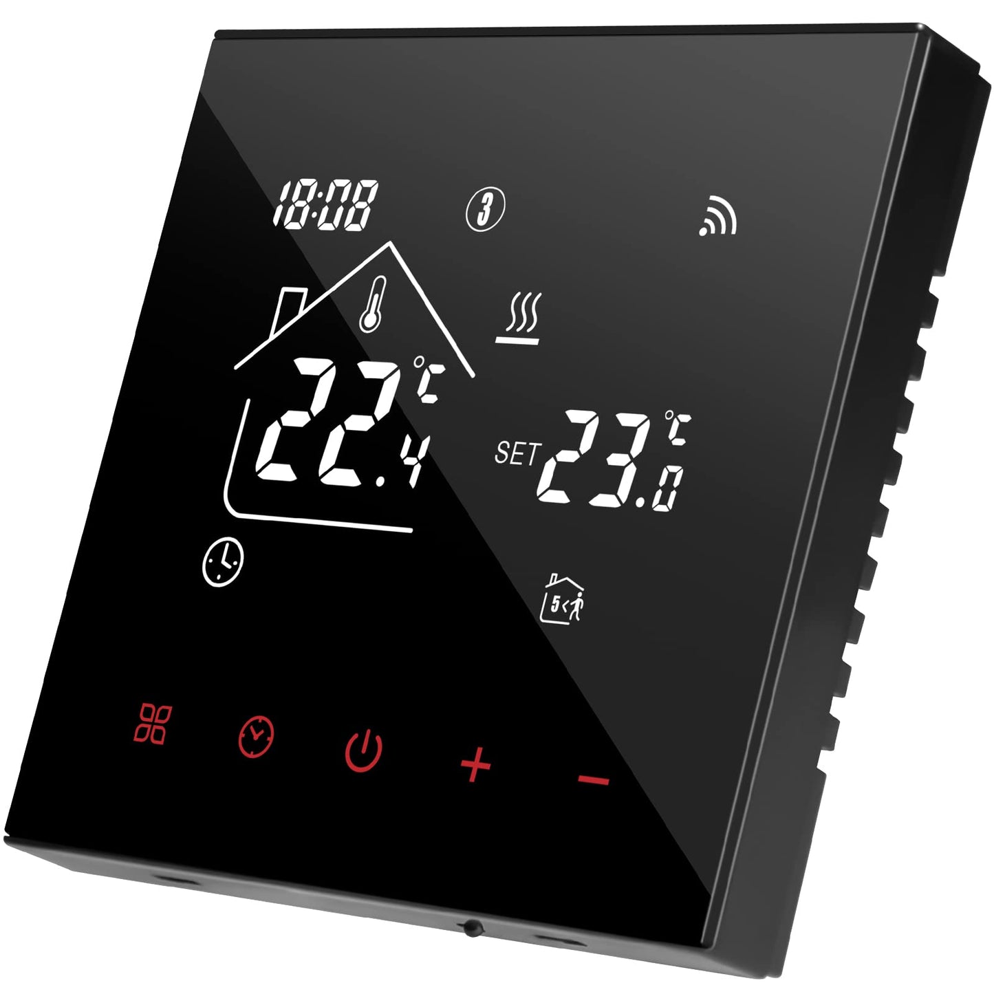 Termostat inteligent Beok WiFi pentru incalzire in pardoseala cu apa, compatibil Tuya, Alexa si Google Home, 220V, negru