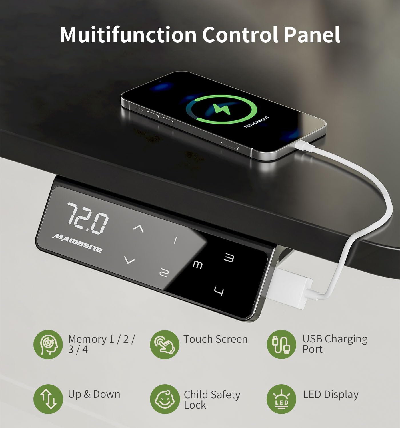 Birou Maidesite SN1 reglabil electric 120x60 cm, 4 memorii