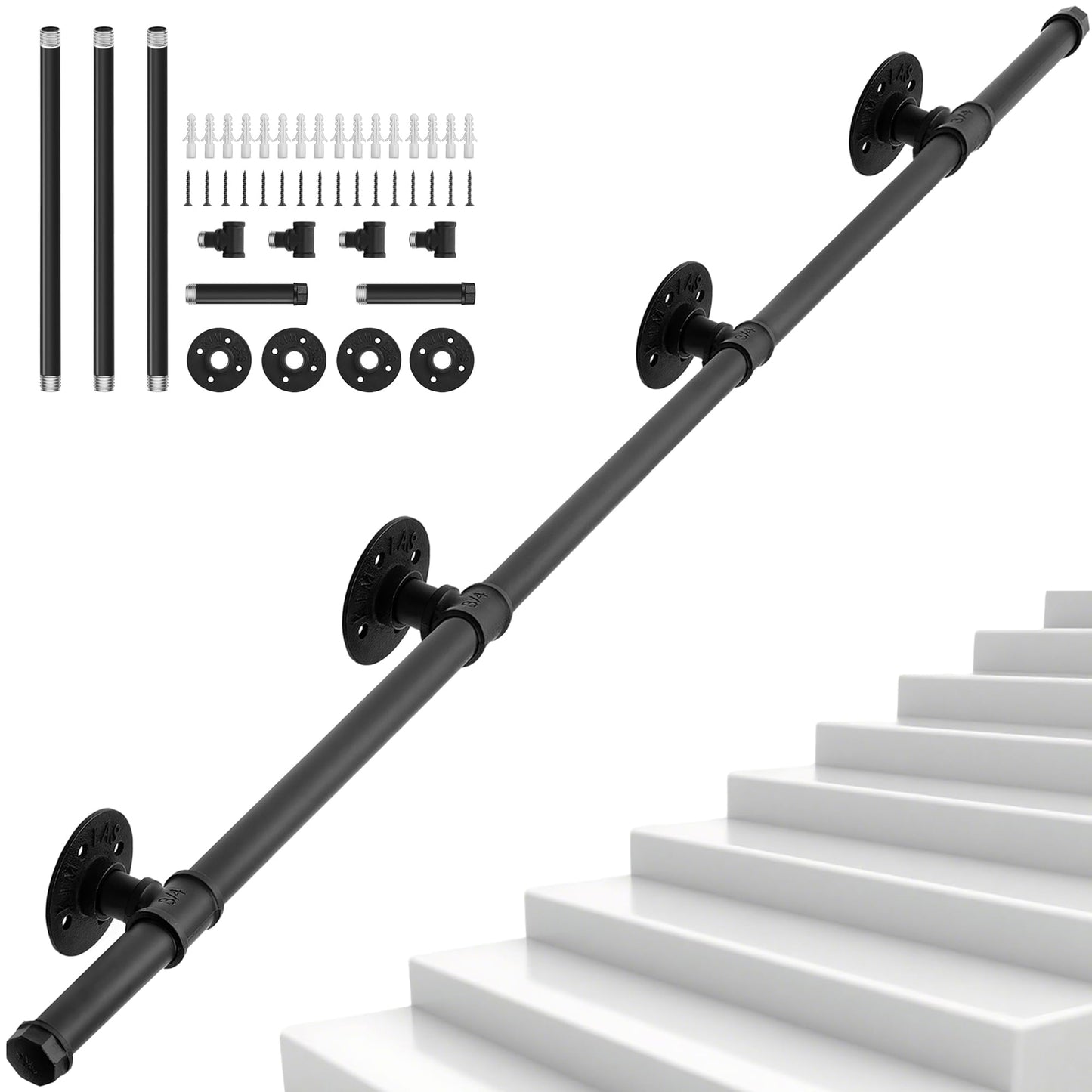 Balustrada OUUTMEE Fier forjat 100 cm neagra