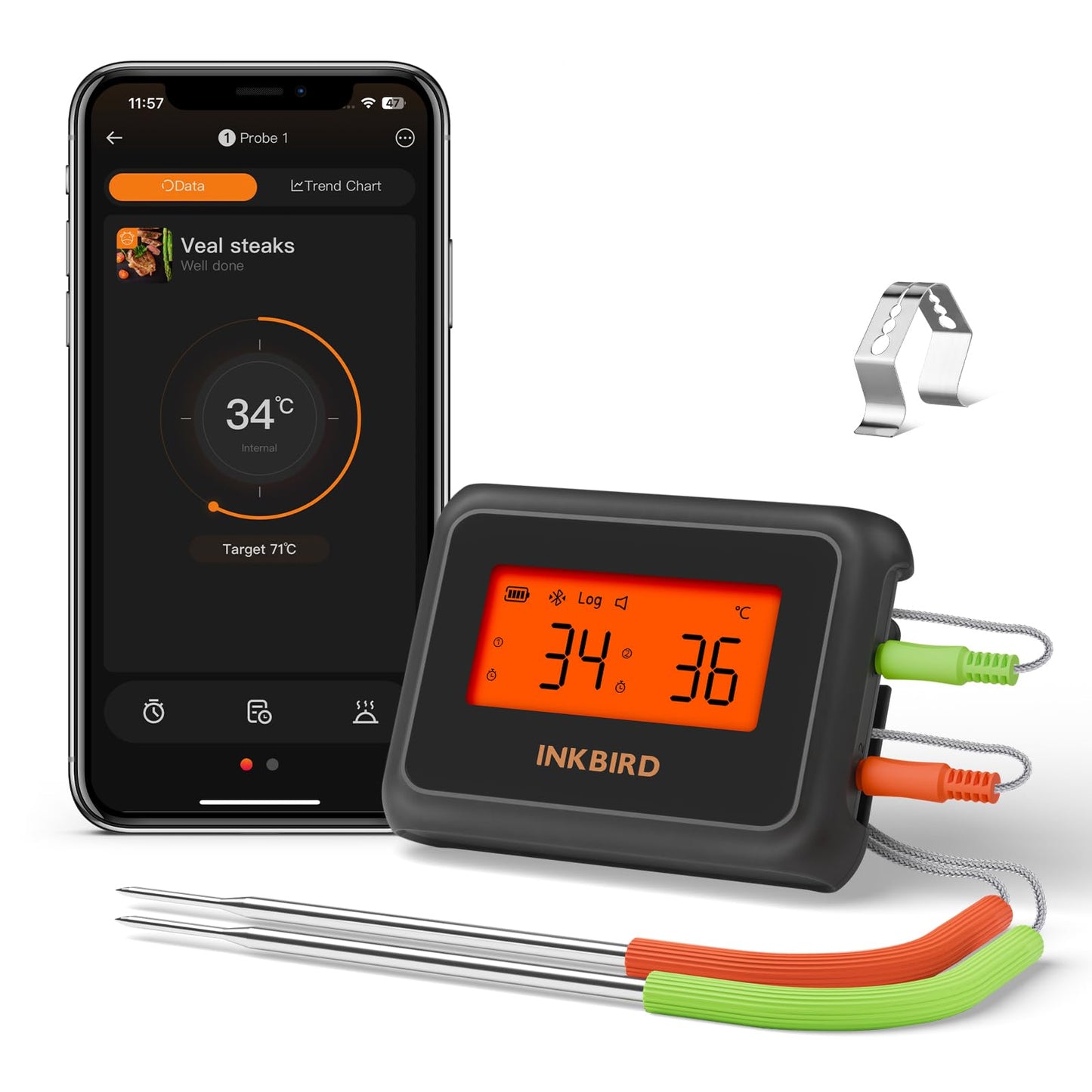 Termometru gatit IDT-22-B Inkbird Bluetooth 5.0, 2 sonde, 100 m
