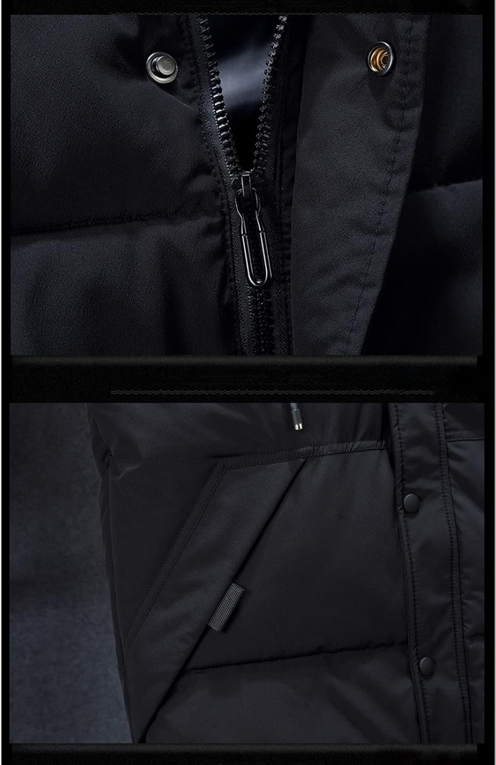 Icegrey Men's Down Vest with Hood Sleeveless Lightweight Body Warmer Quilted Vest Warm Gilet Stand-Up Collar, Black 2