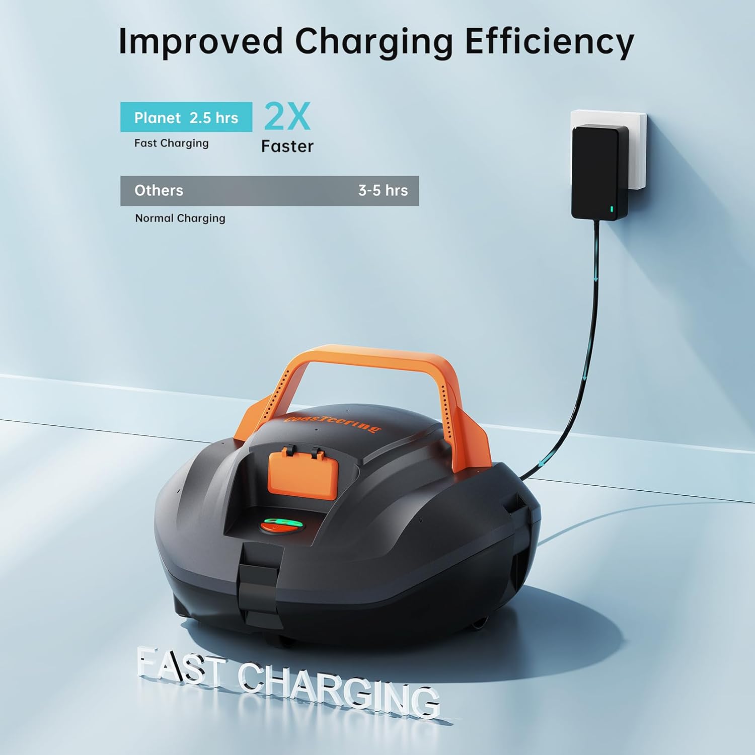 CoasTeering Pool Robot, 100 Minutes Strong Cleaning Power, Pool Vacuum Cleaner Battery with Dual Drive Motors, Self-Parking, One-Touch Start, Wireless Pool Robot for Pools up to 80 m² Floor Area