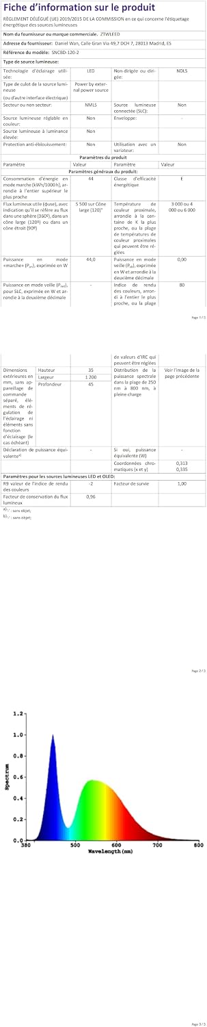 Aplica LED de interior ZTWLEED 120 cm, 44 W, alba