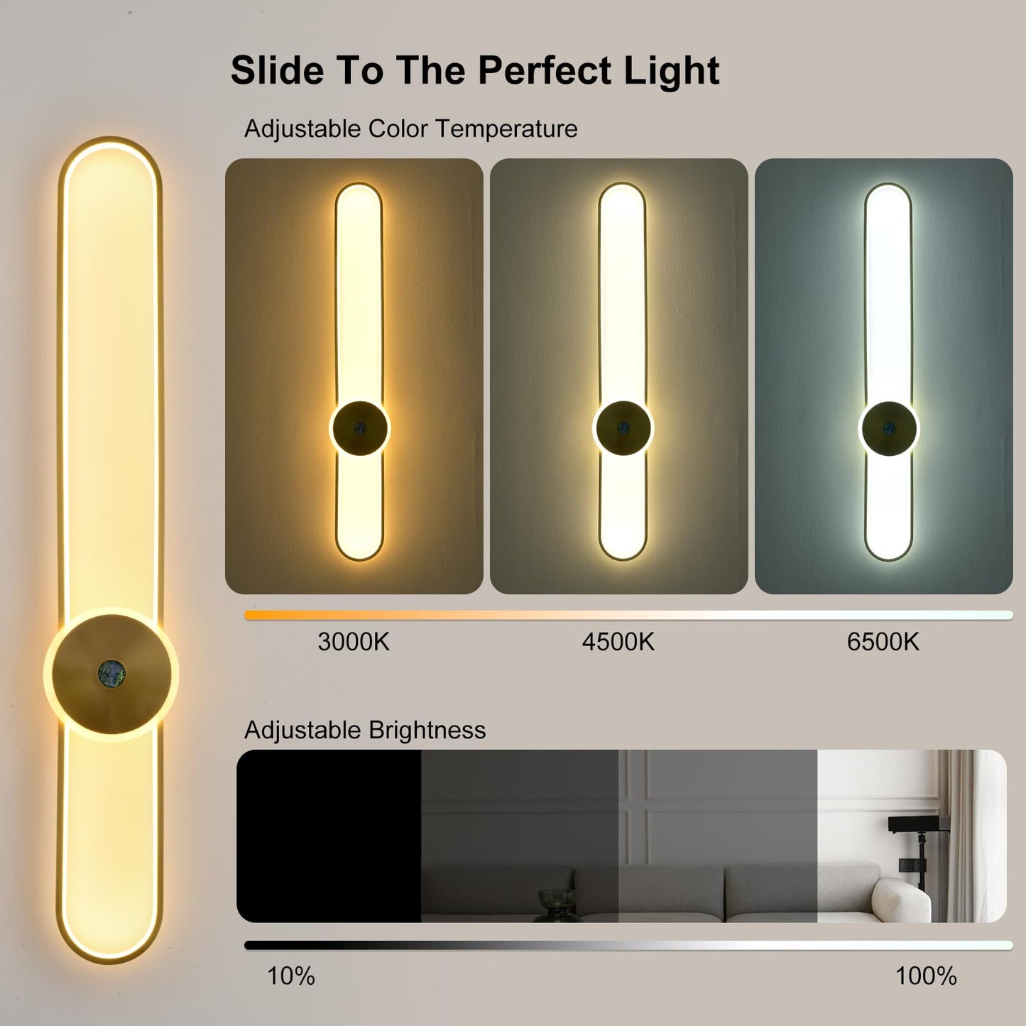 Aplica LED GEADI 115cm 16W cu telecomanda, dimabila, aurie