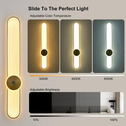 Aplica LED GEADI 115cm 16W cu telecomanda, dimabila, aurie