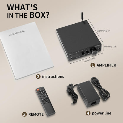 HiFi Amplifier, 2000W Mini HiFi Amplifier, 2.0 Channel 100W*2 Bluetooth 5.3 TPA3116 Chip Stereo Audio Amplifier, Digital Power Amplifier Sound Amplifier, Opt/AUX/USB Card Input, for Home or Car