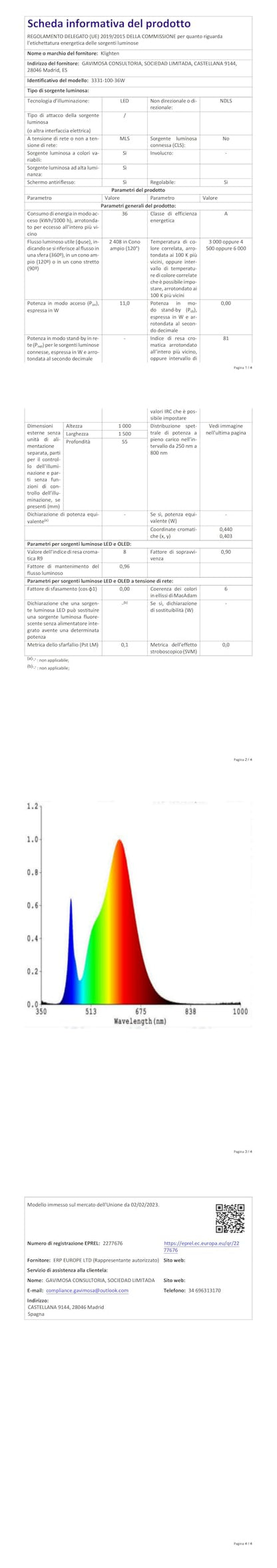 Pendul Klighten LED 100 36W 3000K-6000K cu telecomanda