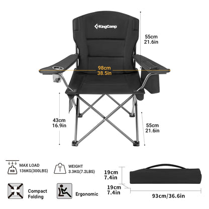 Scaun camping KingCamp Ultralight pliabil 136 kg suport pahar