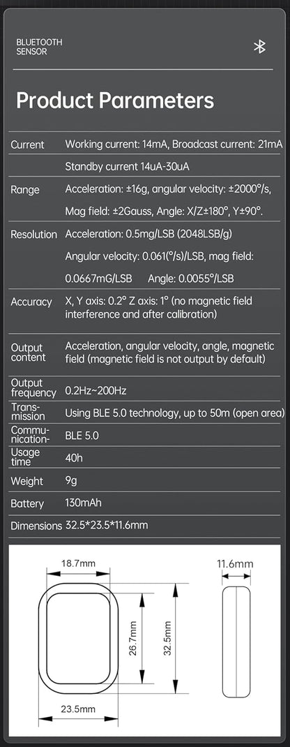[Bluetooth 5.0 Accelerometer+Inclinometer] WT9011DCL MPU9250 High-Precision 9-axis Gyroscope+Angle(XY 0.2° Accuracy)+Magnetometer with Kalman Filter, Low-Power 3-axis AHRS IMU Sensor for Arduino