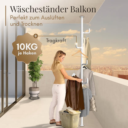 Cuier telescopic LOBUX cu 5 carlige, alb, 110-310 cm, marimea Kleiderstander