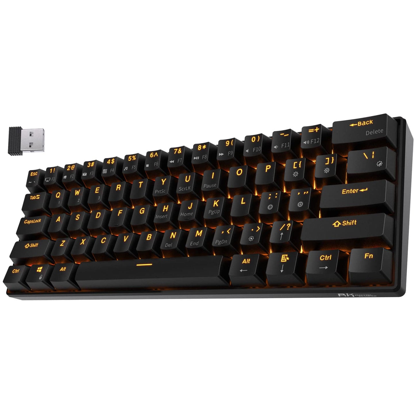 RK Royal Kludge RK61-US 2.4 GHz Wireless/Bluetooth/Wired 60% Mechanical Keyboard, 61 Keys Compact Keyboard, Hot Swappable Red Switch Gaming Keyboard with Software for Windows/Mac/Android