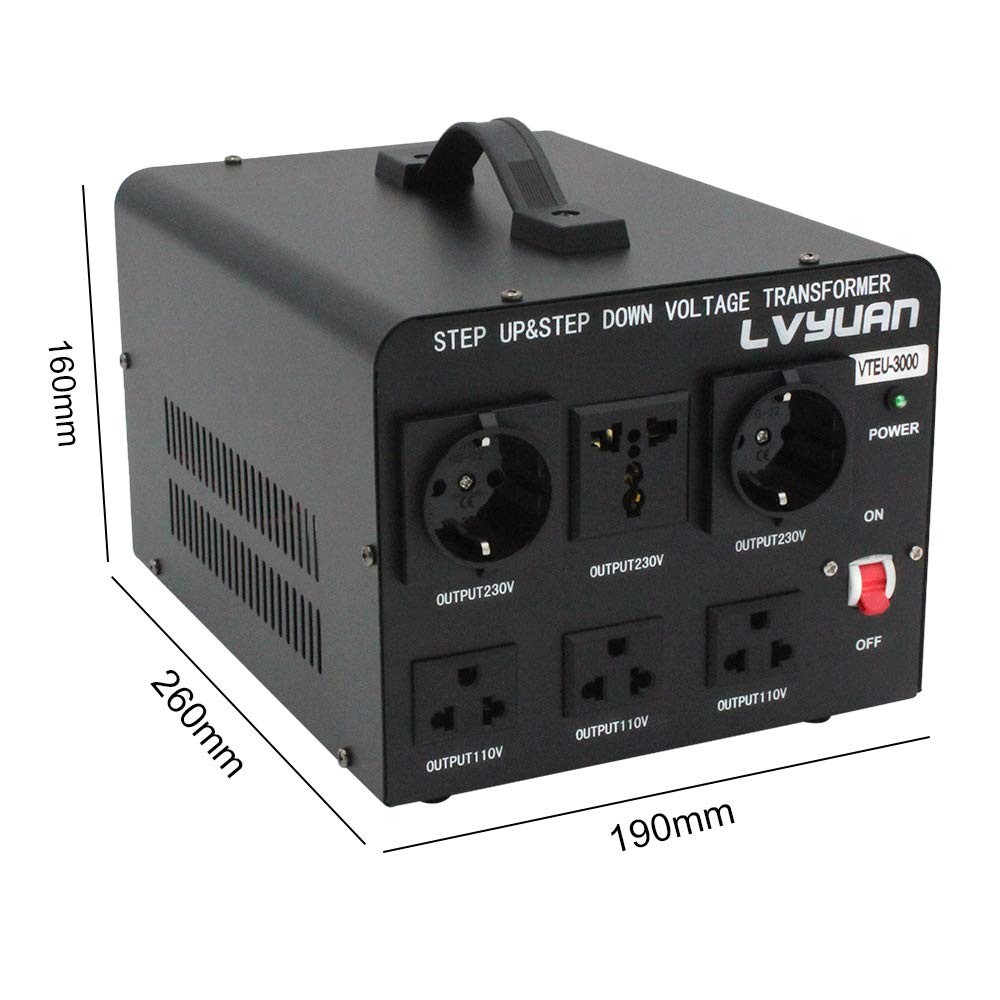 Cantonape Voltage Converter 3000W, 5A, 220V-240V/110V-120V, 3000W, Automatic Voltage Stabiliser