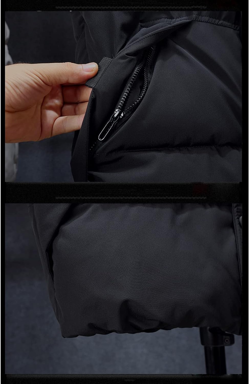 Icegrey Men's Down Vest with Hood Sleeveless Lightweight Body Warmer Quilted Vest Warm Gilet Stand-Up Collar, Black 2