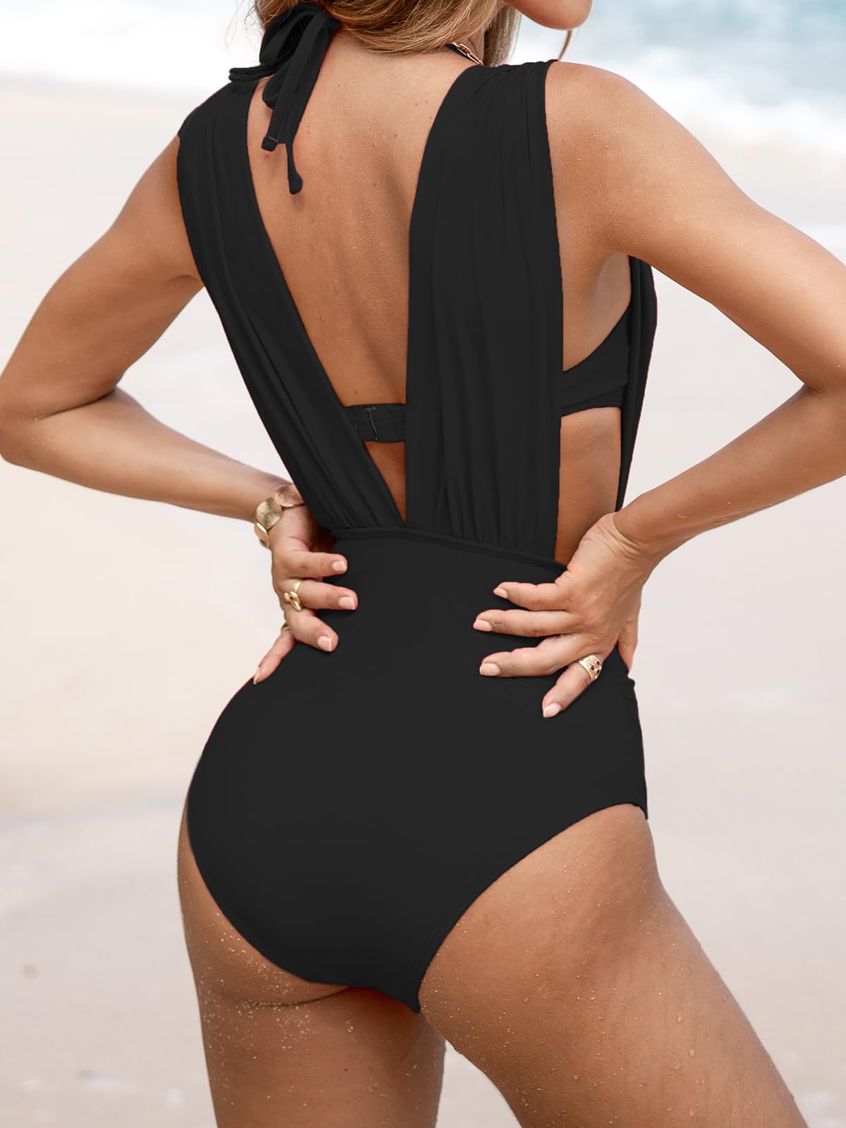 Costum de baie Marimea L CUPSHE One Piece Halter Plunging Neck Underwire