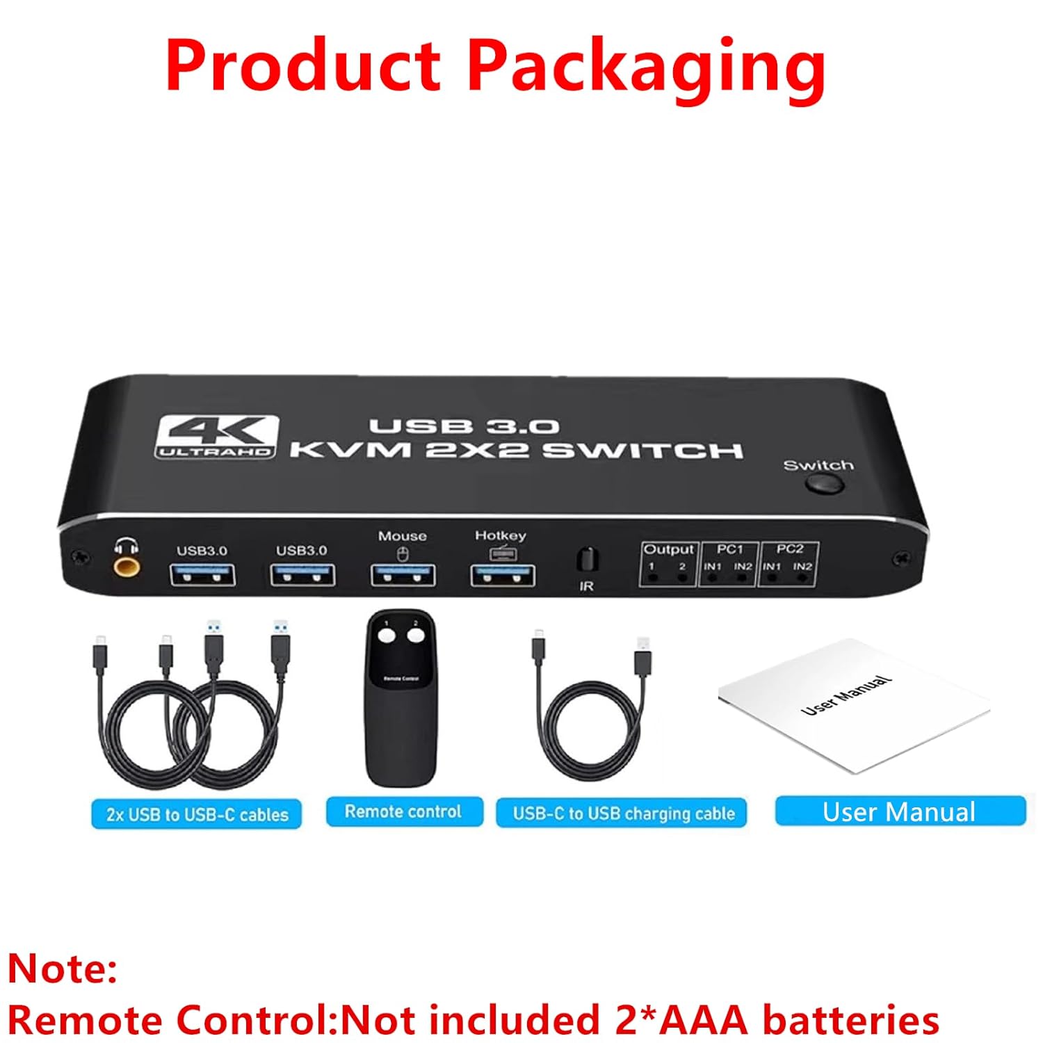 USB 3.0 Display 4K @ 60Hz KVM Switch Dual Monitor 2 in 2 out HDMI KVM Switch with Keyboard Hotkey