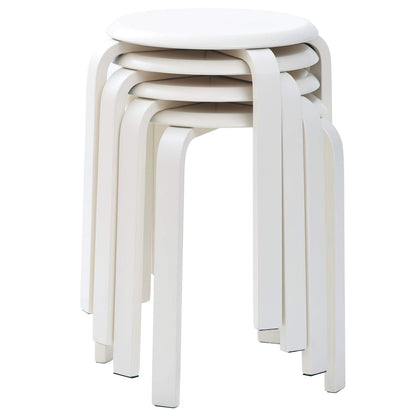Set 4 scaune dining IBUYKE, din lemn, suprapozabile, cu talpa antiderapanta, ideale pentru bucatarie, sala mese sau pub, alb, model RF-717-4
