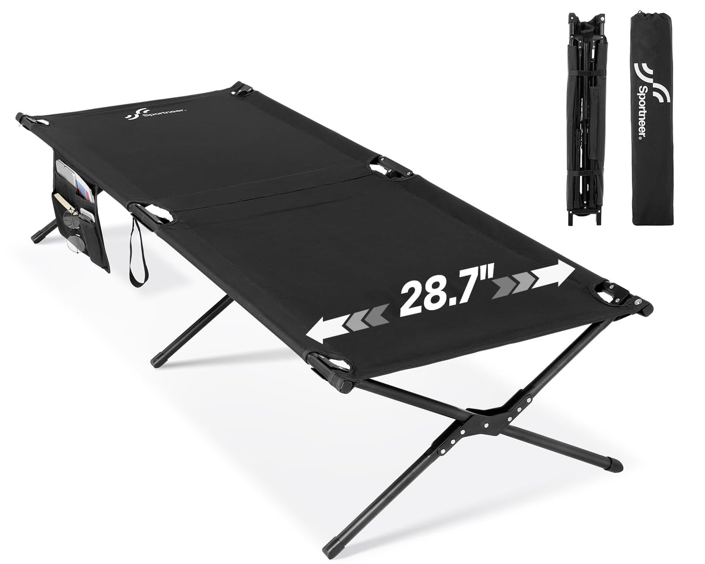 Pat pliant Sportneer 199x73 cm, XXL, pentru camping, drumetii sau oaspeti, exterior si interior