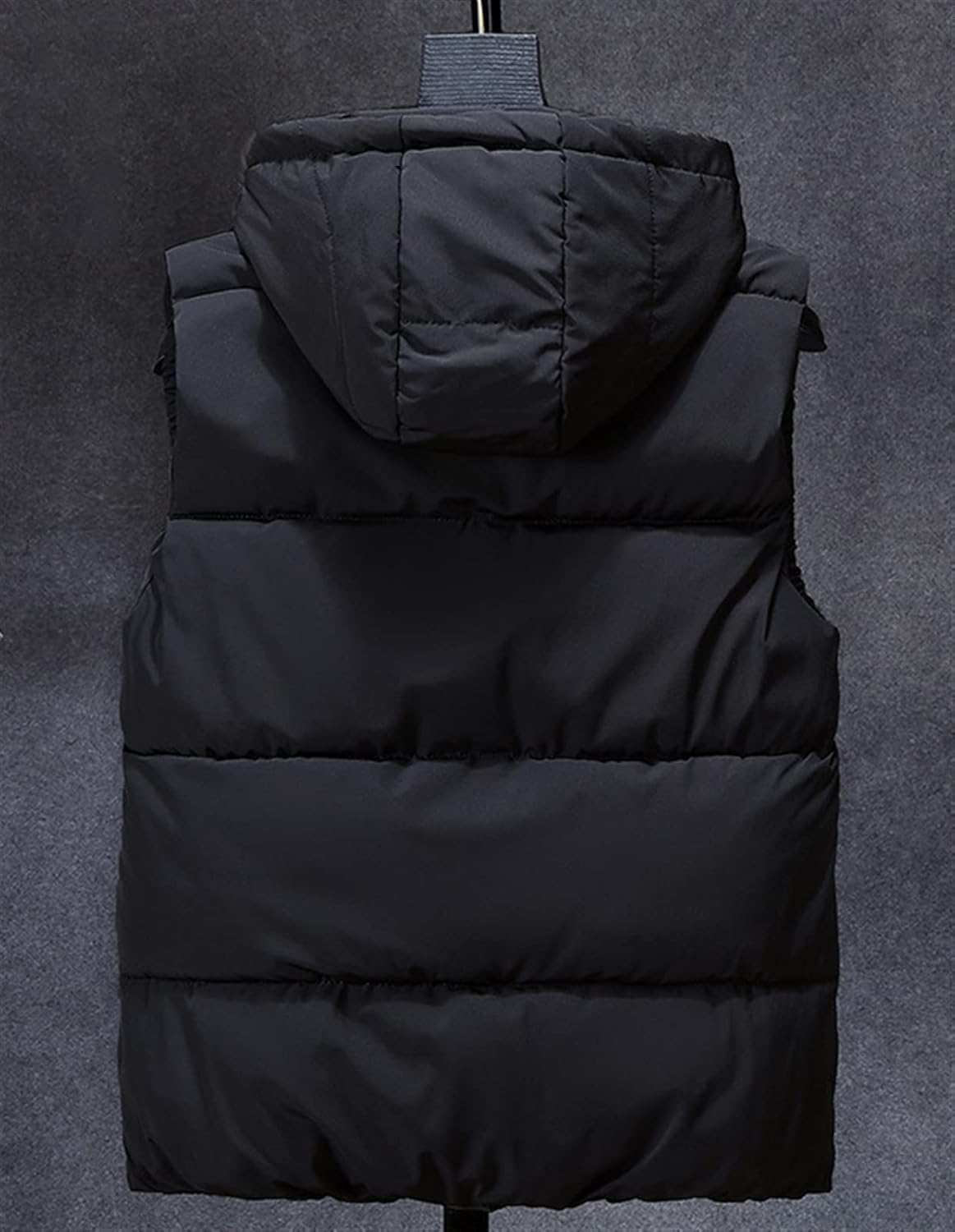 Icegrey Men's Down Vest with Hood Sleeveless Lightweight Body Warmer Quilted Vest Warm Gilet Stand-Up Collar, Black 2