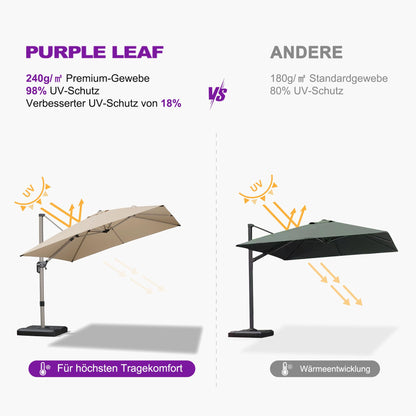 Parasol PURPLE LEAF 200x300 cm UV50+ 360 rotire maner antiderapant