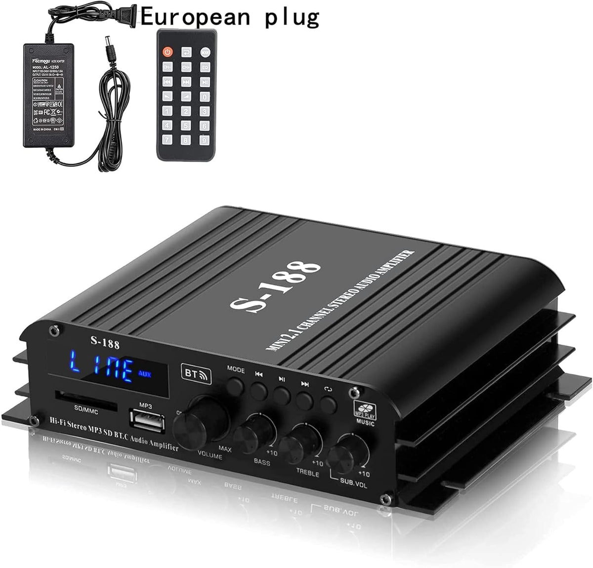 Amplificator 800W S188 Bluetooth 5.0 2.1 canale