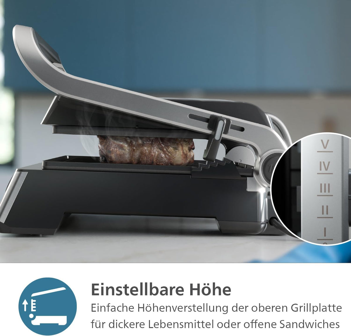 Grill de contact PHILIPS negru cu placi detasabile
