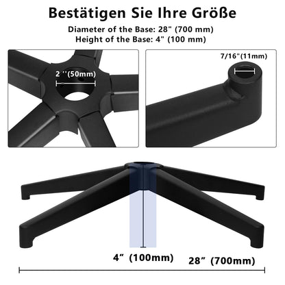 Baza scaun birou Baasha metal 70 cm 450 kg pentru 50 mm