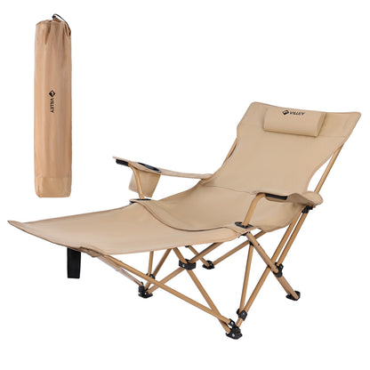 Scaun camping VILLEY pliabil cu suport picioare 150 kg kaki