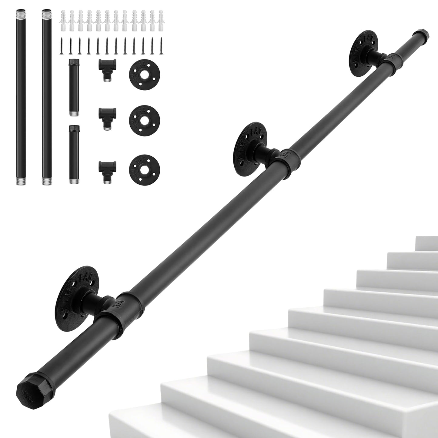 Balustrada OUUTMEE Fier forjat 100 cm neagra