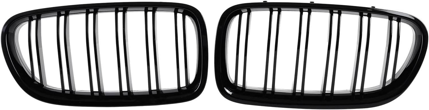 Hengjiayao E46 Kidney Black Radiator Grille for BMW 3 Series E46 4 Door 4D 2002-2005 LCI Facelift Grill Gloss Black Double Bridge Sport Grille Front (Not fit for 2 Doors) (For 3er E46 2002-2005 LCI)