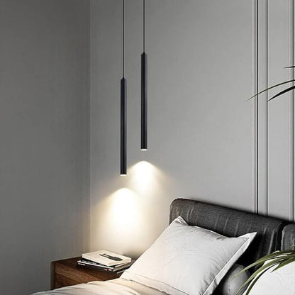 Set 2 pendule LED LIGKIN minimaliste din aluminiu, 50 cm, negre