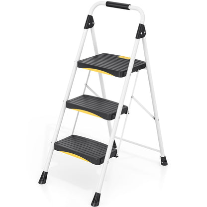 Scara plianta Urackify 4 trepte anti-alunecare 150 kg alba