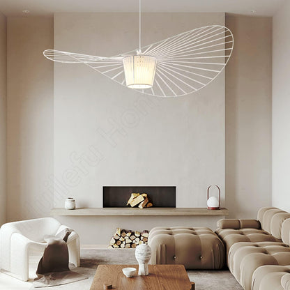Vertigo Lamp White 120 cm, Hut Pendant Light Vintage, Modern Pendant Light Made of Fibreglass/Polyurethane, Height Max. 170 cm (Adjustable), with E27 Socket (White, 120 cm)