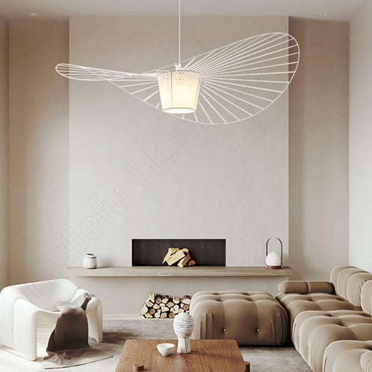 Vertigo Lamp White 120 cm, Hut Pendant Light Vintage, Modern Pendant Light Made of Fibreglass/Polyurethane, Height Max. 170 cm (Adjustable), with E27 Socket (White, 120 cm)