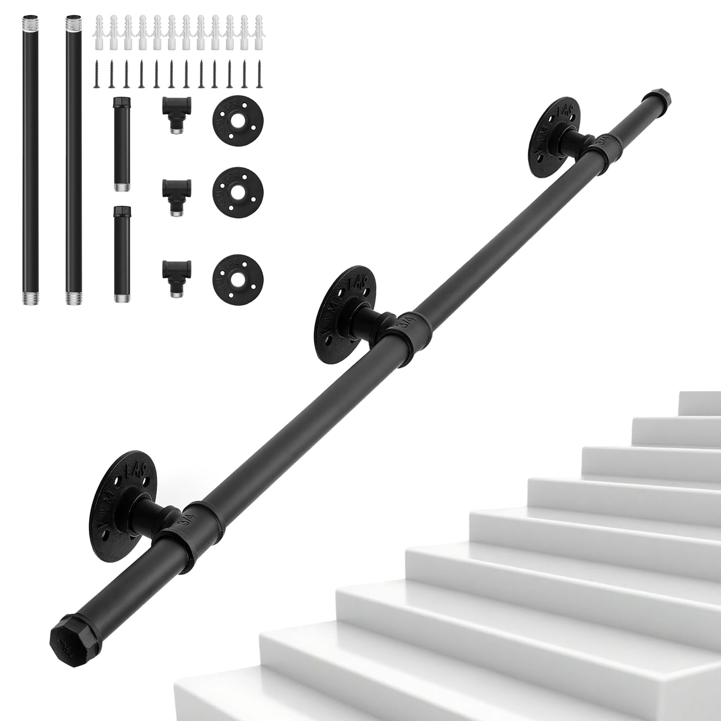 Balustrada OUUTMEE Fier forjat 100 cm neagra