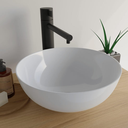 VMbathrooms Premium Round Washbasin with Lotus Effect, Above-Counter Basin for the Bathroom and Guest Toilet, Wash Basin without Tap Hole and without Overflow, Pure White Above-Counter Basin