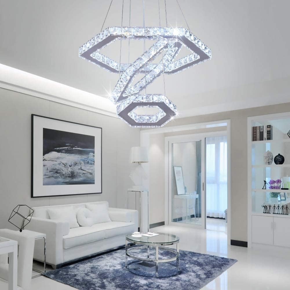Lampa suspendata FRIXCHUR Crystal 3 inele LED 47W 6500K