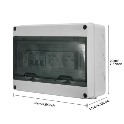 Boîte à fusibles en saillie IP65 01 Simmpatuu-Coffret électrique étanche IP65 équipé Livré,DZ 30mA AC Interrupteur de Fuite, 1 Disjoncteur 16A,2 prise modulaire 16A 2P+T