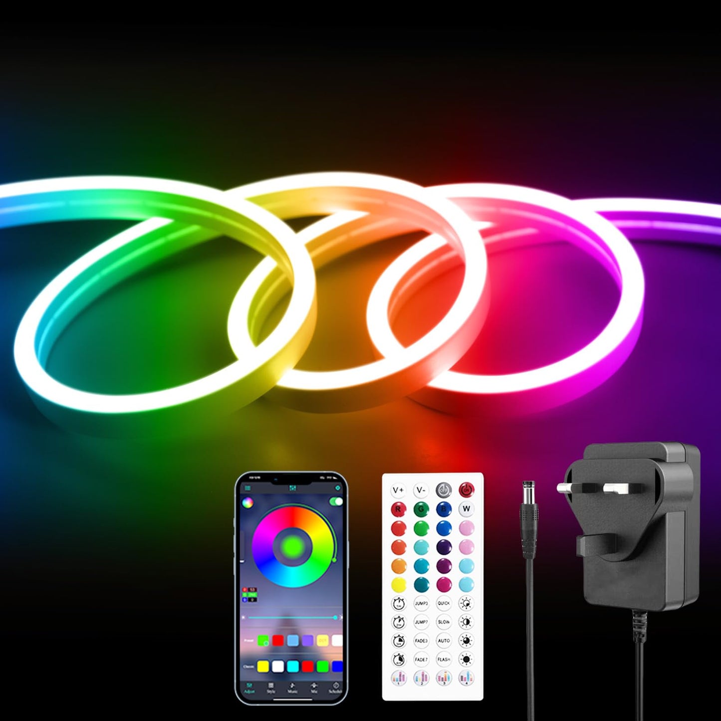 Banda LED RGB 15m Neon Rope Light App Remote IP65 Outdoor