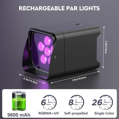 Spoturi LED Glowingstage 4 buc RGBWA-UV 18W control APP DMX