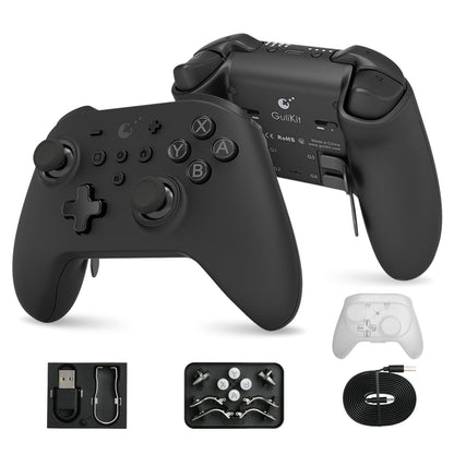 [No Drift] GuliKit KK3 Max Bluetooth Controller, Kingkong 3 Max Wireless Controller for Switch/Switch OLED, Hall Effect Joystick/Triggers, Maglev/Rotor/HD Vibration, Hyperlink Adapter (White)